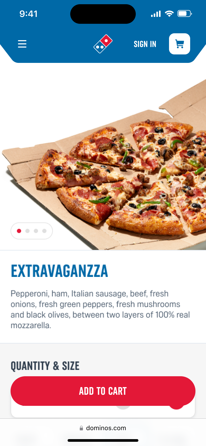 Domino's mobile PDP